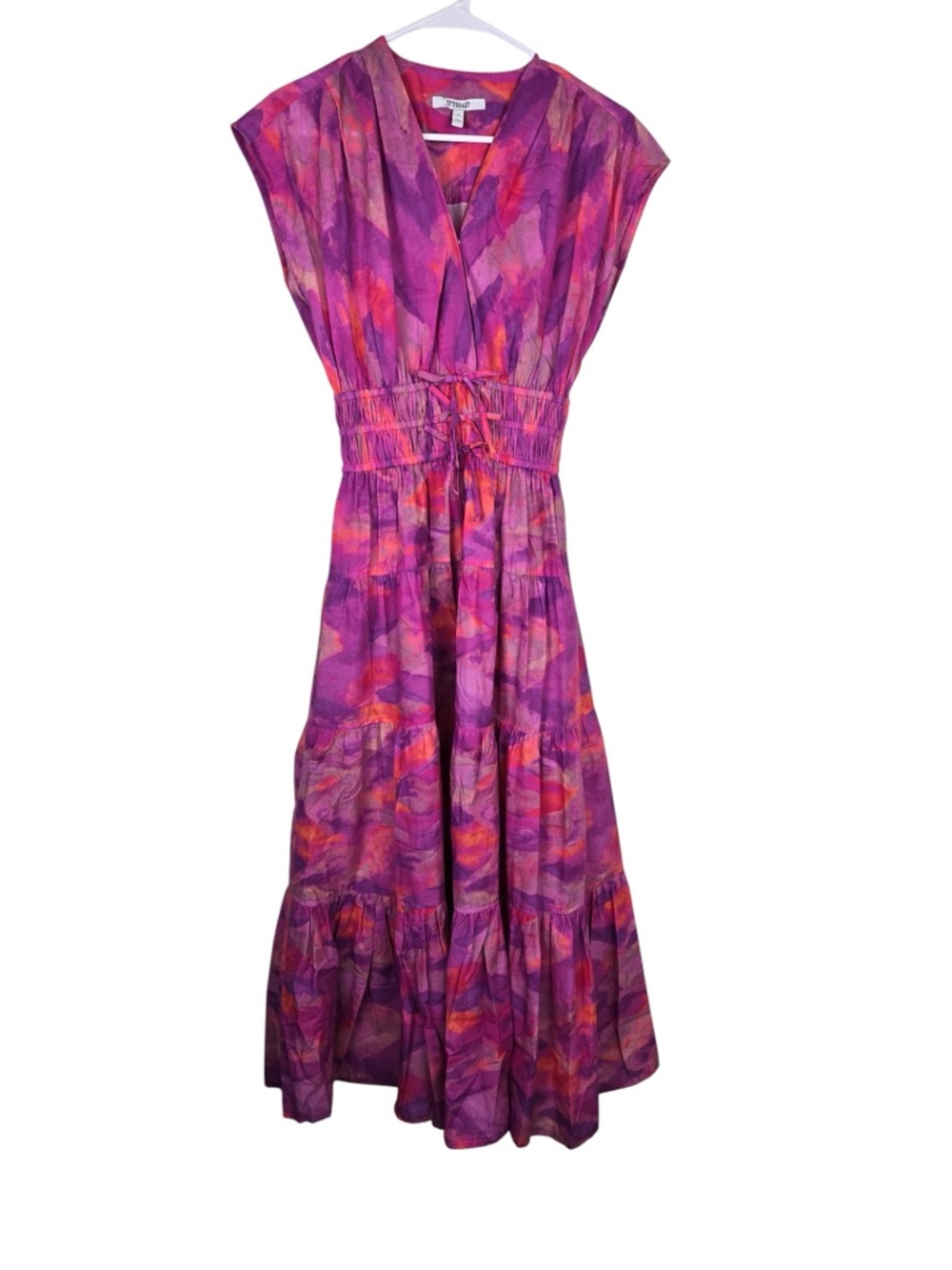 Derek Lam I.O Crosby Tie Dye Maxi Dress Pink Purple Boho Smocked 4 - Picture 5 of 9